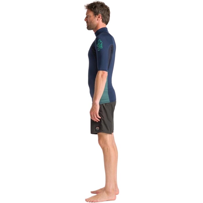 2024 C-Skins Mens NuWave X Short Sleeve Rash Vest C-NLYSSMT - Bluestone / Black / Dark Sage